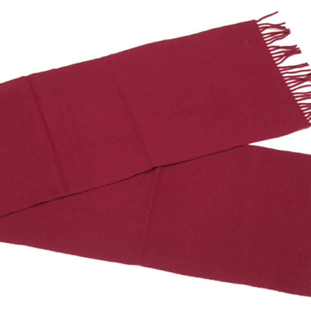 DIOR muffler logo embroidery Bordeaux wool hair Authentic - Picture 4 of 6